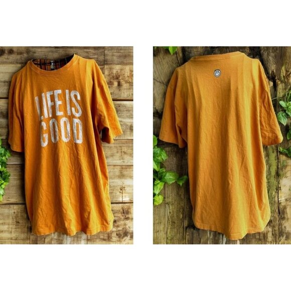 Life is Good  T Shirt XL Gold Short Sleeves Fall Halloween Dad Christmas Gift - Picture 10 of 12